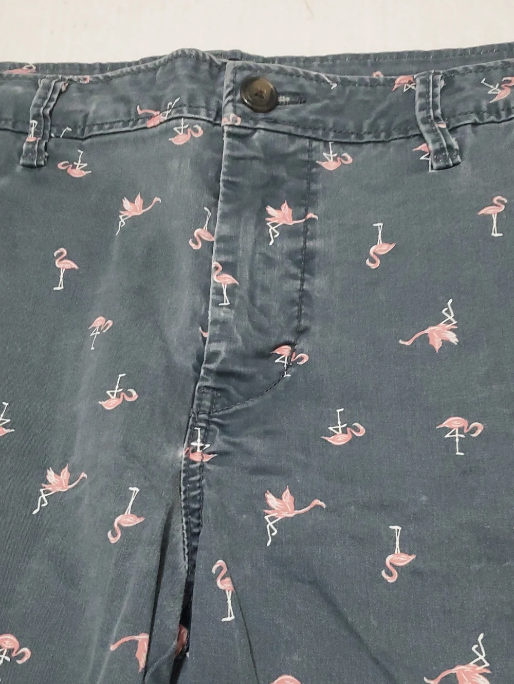 NWOT Aeropostale Gray Flamingo Summer Boardwalk Denim Shorts 34